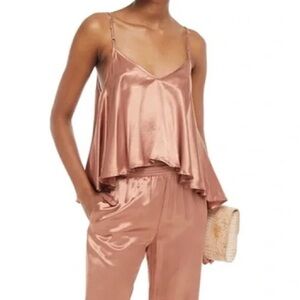 Enza Costa Satin Strappy Satin Swing Style Camisole‎ Bronze Large